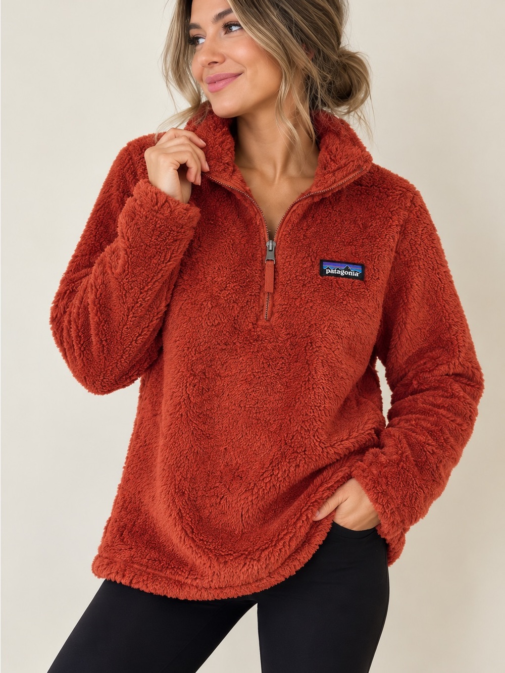Patagonia Los Gatos Fleece Women’s S Rust Burnt Orange 1/4 Zip Pullover Sweater